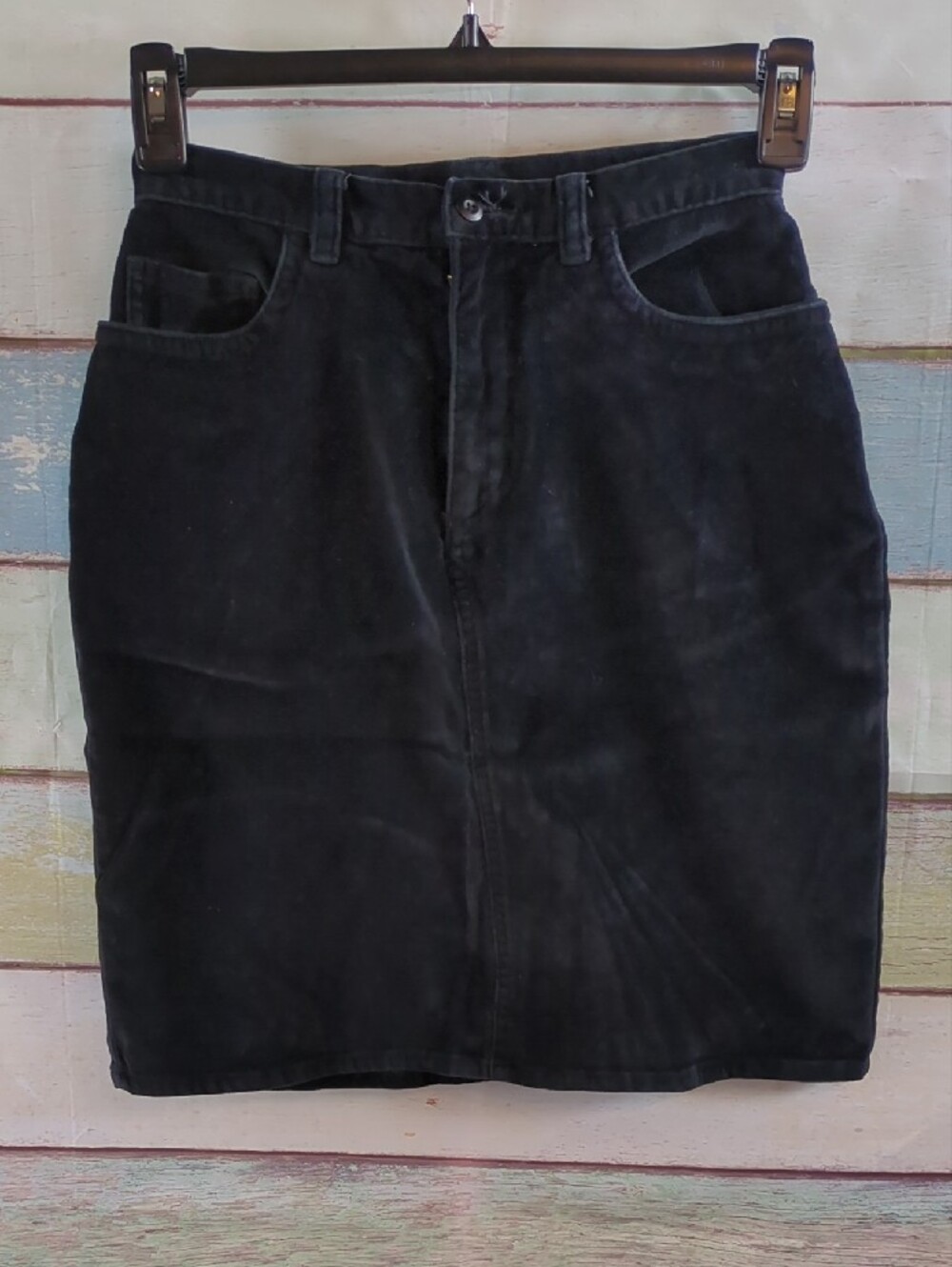 St. John's Bay Black Mini Pencil Velvet Skirt